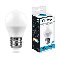 Лампа светодиодная Feron LB-550 G45 Шар E27 220В 9Вт 840Лм 6400К 45х82мм картинка 
